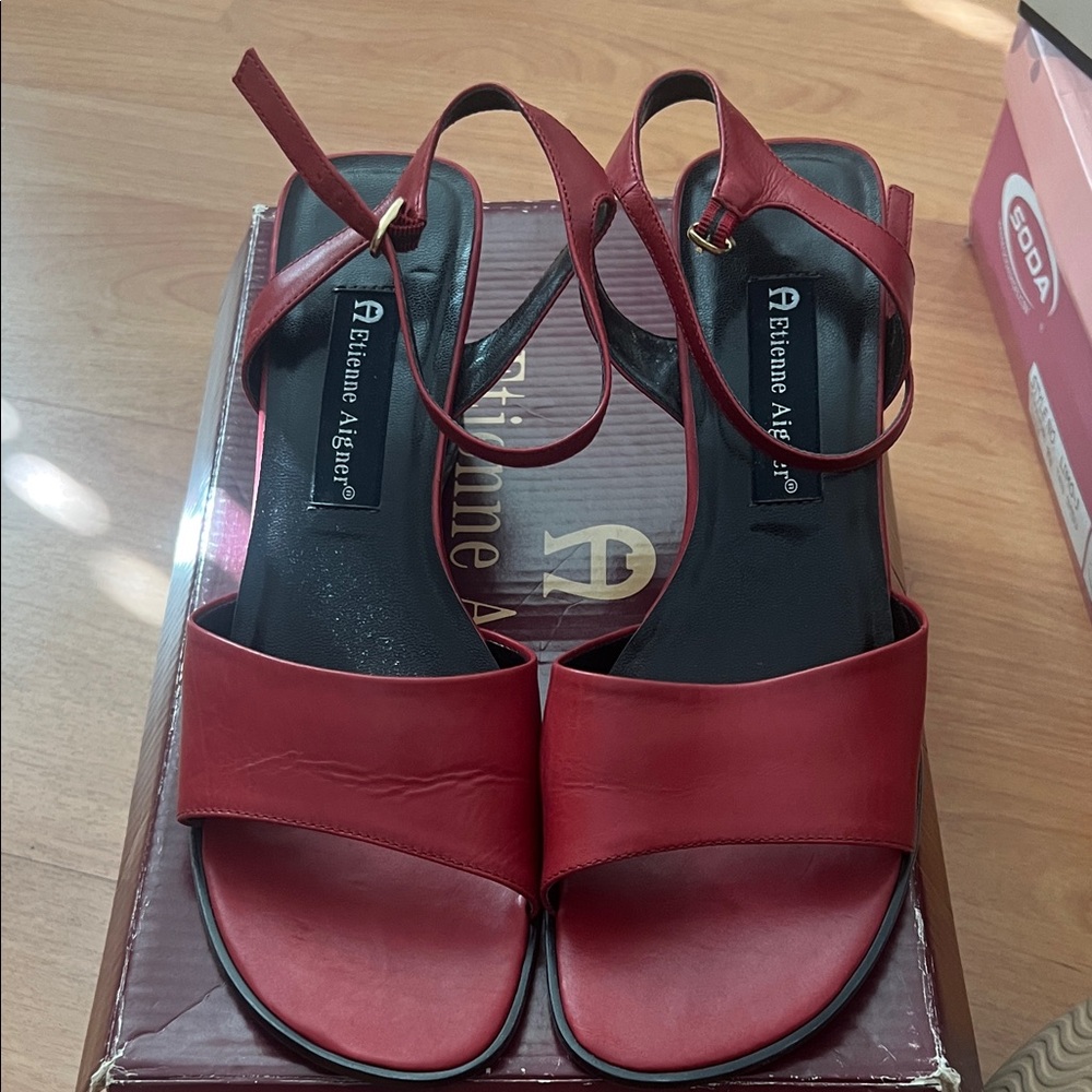 Etienne Aigner Red Strappy Sandals